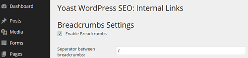 Activating Yoast SEO for WordPress Breadcrumbs