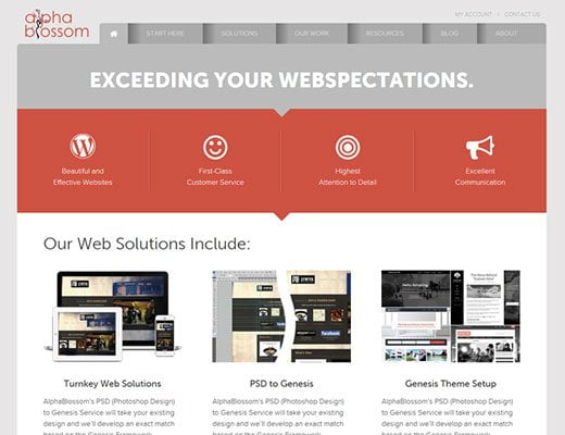 AlphaBlossom Web Solutions custom responsive Genesis child theme for WordPress