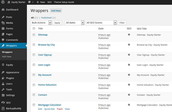 Equity Wrappers Admin Page Archive