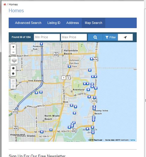 IDX Broker Mobile Responsive Map Page with no sidebar