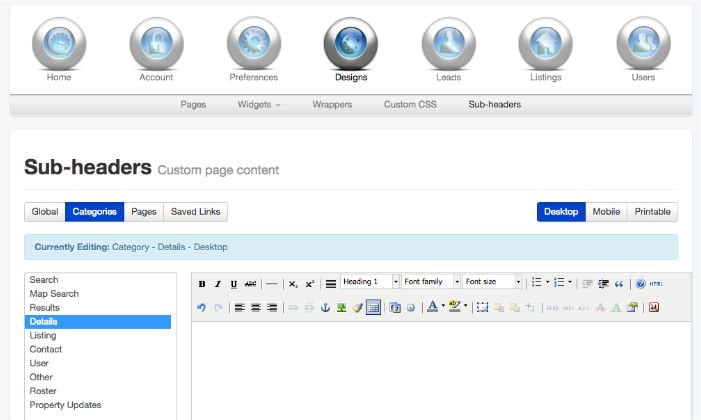 IDX Broker custom header page