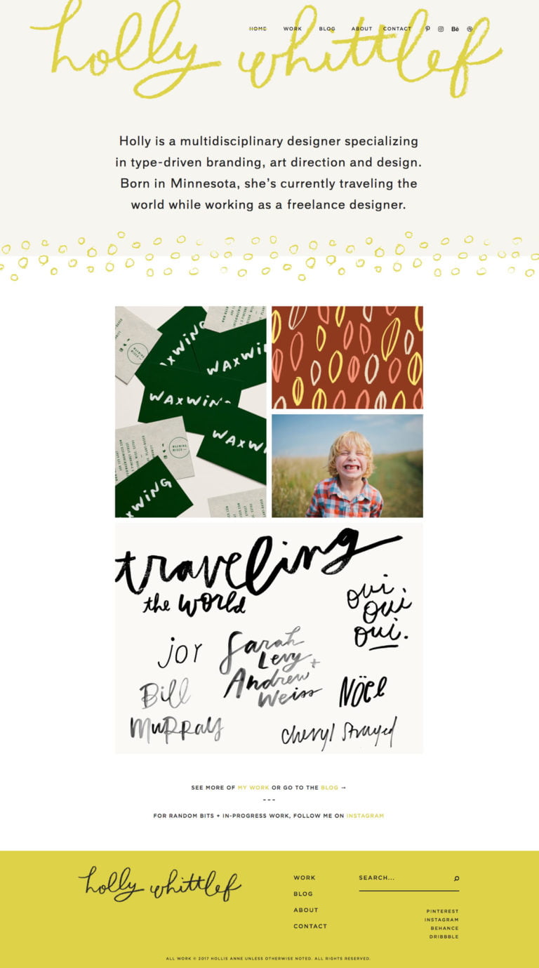 Hollywhittlef.com home page Genesis Website